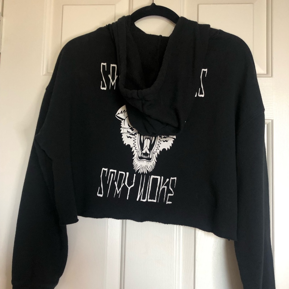 Black Cropped Hoodie - Picture 3 of 6